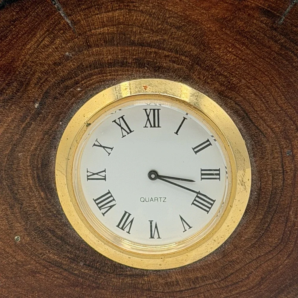 Rustic Wood Log Slice Desk Clock Quartz Mantel Shelf Cabin Lodge Decor Working